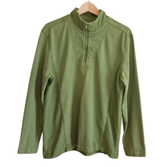 Coldwater Creek 1/4 Pullover Cotton Sweatshirt Sweater Green Women's Large - Picture 1 of 6